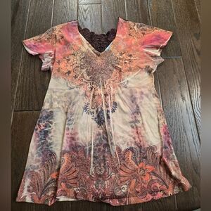 Unity World Wear Bohemian V-Neck Women Top - Multicolor